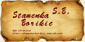 Stamenka Borikić vizit kartica